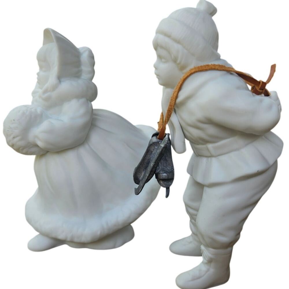 Set of 2 Christmastime Figurines Dept 56 Silhouette Vintage 6" tall Porcelain